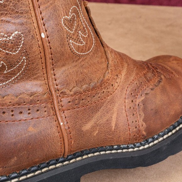 Ariat Women Fatbaby Brown Leather Slip-on Western Cowboy Boots sz 7 - Picture 8 of 12